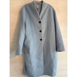 H&M Wool-Blend Long Coat in Light Blue Size 8